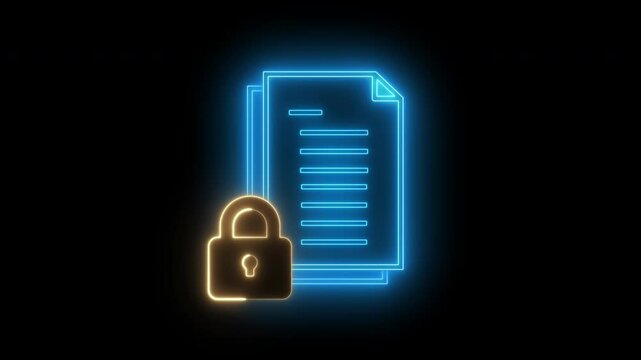 File Security icon, Document Management concept for system or process used to capture, track and store electronic documents. Documents and folder icon with master key on transparent background.