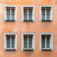 Obraz premium Windows with bars in urban buildings