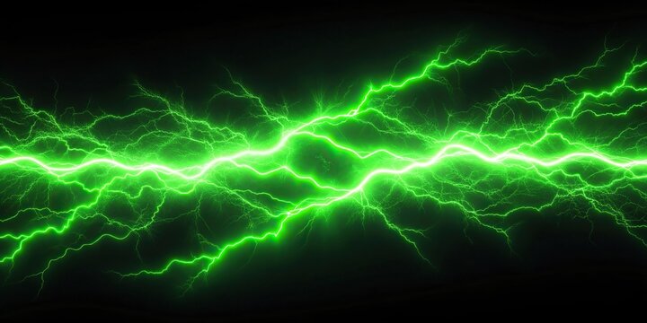green neon lightning effect transition element with depth of field