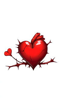 Heart and thorns, love and hurt, beautiful and painfulness are simple things in couple life illustration concept design isolated with white highlights, png