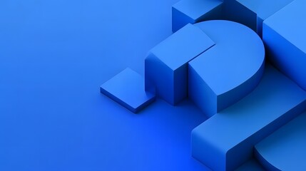 Fototapeta premium Abstract geometric composition, blue background design, 3d render