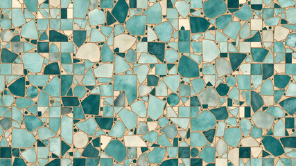 Abstract teal mosaic pattern. Ornament design background