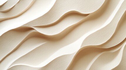 Obraz premium Textured beige waves create a dynamic, flowing appearance on a white background.
