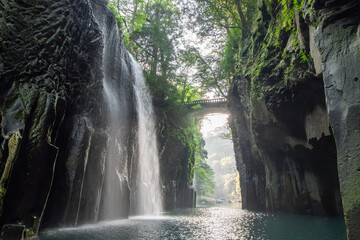 Takachiho Gorge waterfall scenic Landscapes and Natural Beauty in Kyushu Japan.Stunning Waterfalls...