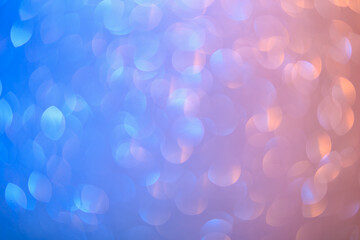 Abstract blurred background. Defocused portrait lens back. Backdrop bokeh. Fashionable mixed color light