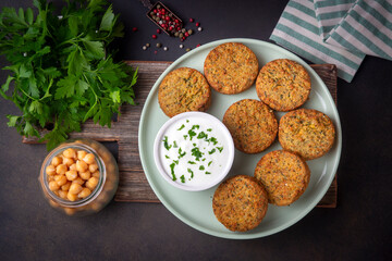 Falafel; traditional Lebanese appetizer made from chickpeas.
