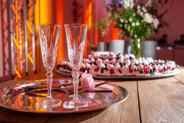 Crystal Glasses and Dessert Display at Elegant Celebration