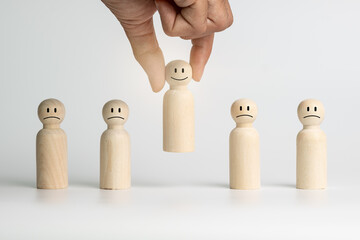 HR hiring recruit job.searching job and business leadership concept. businessman holding wooden...