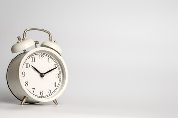 White clock isolate on the whie background. Time and work management concept.