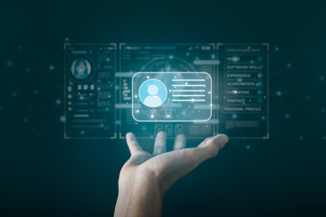 Businessman and Digital ID profile Card for Modern Business Authentication and Digital Security Privacy concept