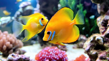 Obraz premium Explore the vibrant underwater world of a colorful aquarium with flourishing fish species