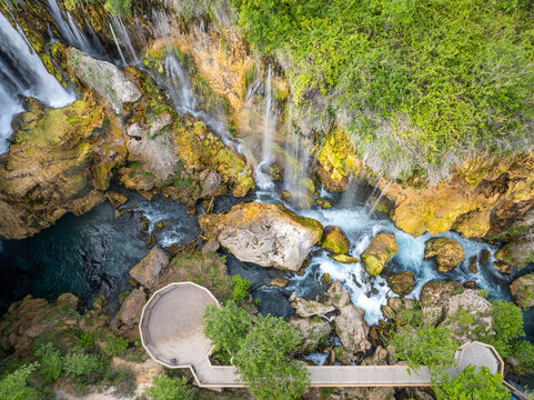 Yerkopru Waterfall and canyon on Goksu Waterfall River is located in a small town named Hadim of Konya province in Eastern Mediterranean region of Turkey.