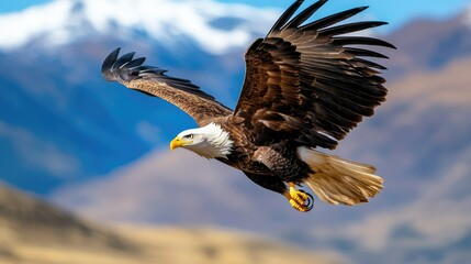 Obraz premium Captivating flight a wildlife photographer's encounter with a majestic eagle