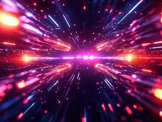 Naklejka premium Dynamic Light Speed Burst A Fusion of Color and Motion in Digital Artistry