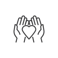 Heart in Hands line icon