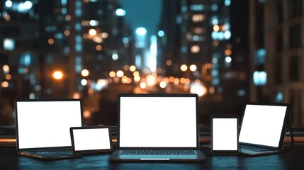 Modern Technology Devices in a Night City