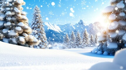 Fototapeta premium Majestic winter wonderland heavy snowfall over a serene mountain landscape