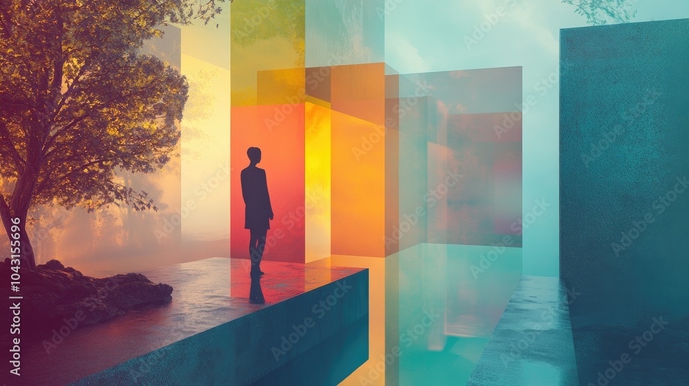 Poster a soft overlay of colorful edges framing the scene, giving a modern and artistic touch to any visual
