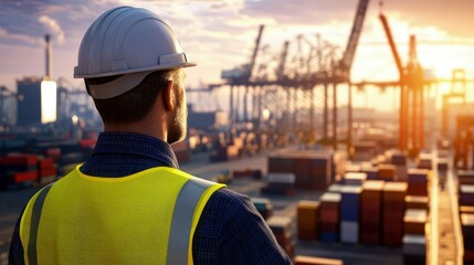 Safety officer overseeing compliance and safety measures in a busy industrial environment