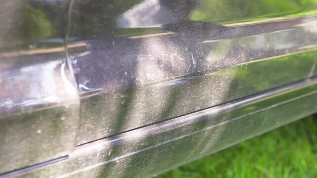 close the sliding doors of the car, close-up of closing the door to the van on the sliding guides on the rollers