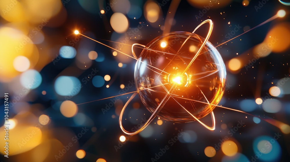 Wall mural exploring the impact of light on quantum physics and its luminous properties