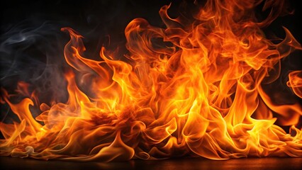 Dynamic orange flames with a smoky background