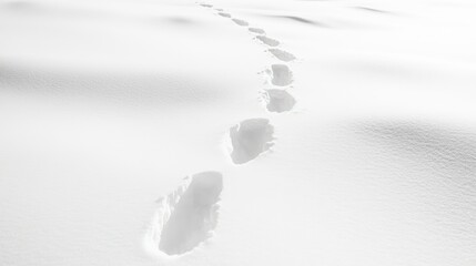 A white, snowy landscape with traces left in the snow, captured in a minimalist style. The scene is peaceful and silent.