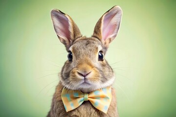 Fototapeta premium Easter bunny dressed up in a bow tie for spring
