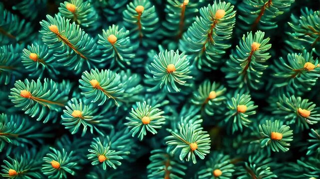 Fresh green juniper branches captured up close, showcasing lush foliage with sunlight filtering through. Perfect for natural, botanical, and green living themes