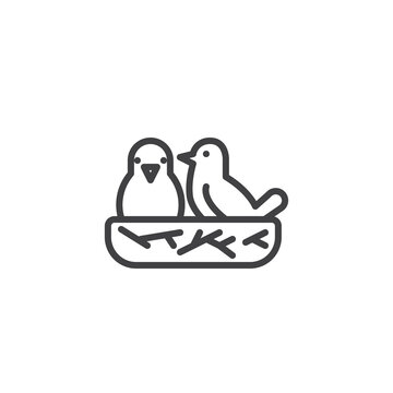 recommend clip art: Love Birds Nest line icon