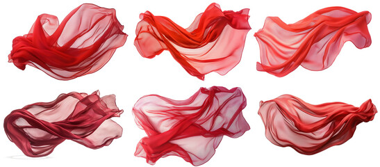 red chiffon isolated on transparent background