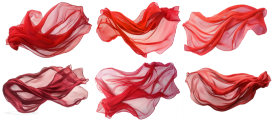 red chiffon isolated on transparent background