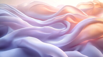 Obraz premium Soft, flowing fabric in shades of lavender and white, illuminated by a warm, golden light.