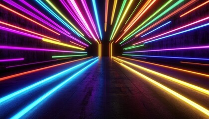 Fototapeta premium Neon Lights Tunnel.