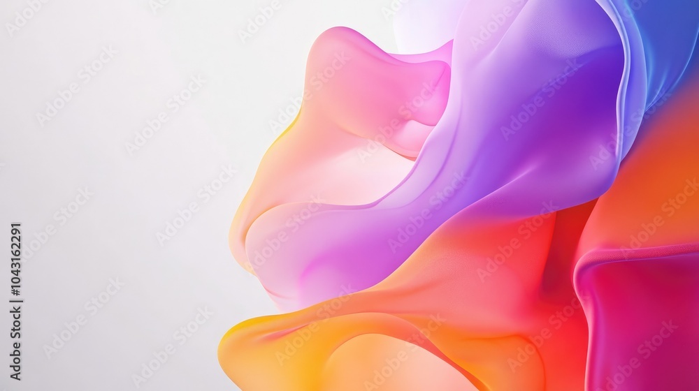 Poster bright colored edges with soft transitions over a light background, creating an abstract, modern ove