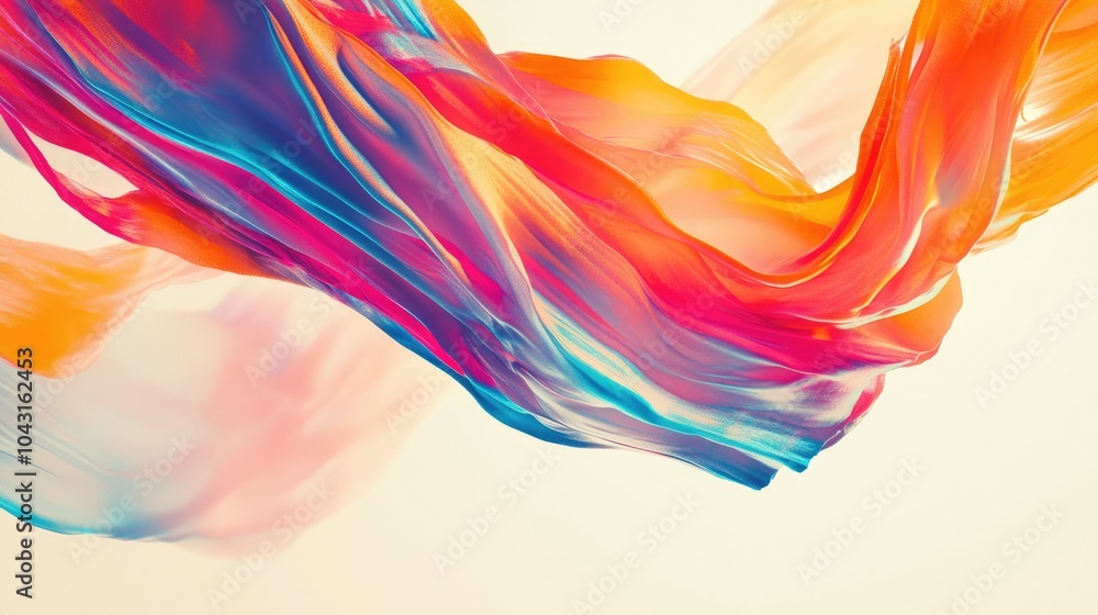 Poster bright colored edges with soft transitions over a light background, creating an abstract, modern ove