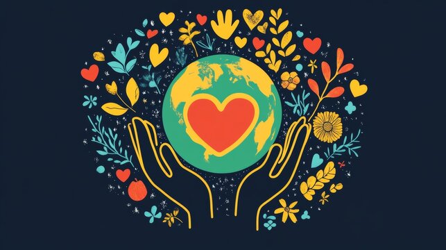 World kindness day logo  celebrating global awareness and responsibility with hearts and hands