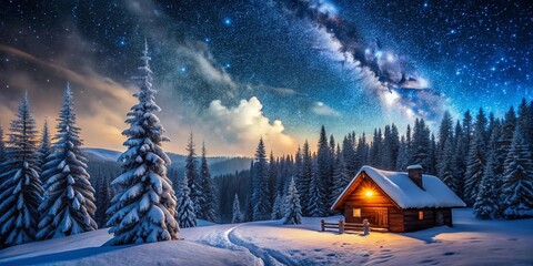 Fototapeta premium Captivating Winter Wonderland: Christmas Snowy Landscape for Holiday Decor