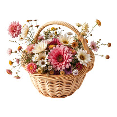 Obraz premium Vase with flowers in boho style on a transparent background. Boho style in the interior