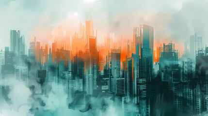 sunrise in the city Generated AI 