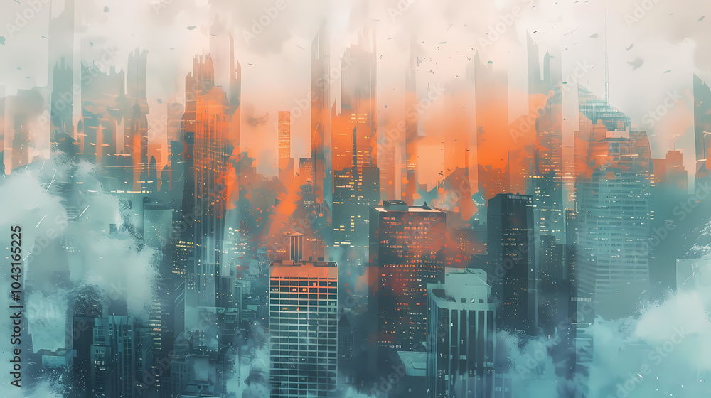 Poster abstract background with clouds generated ai