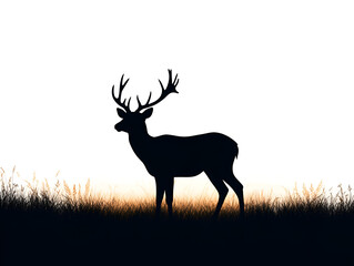 Deer silhouette on a white isolated background