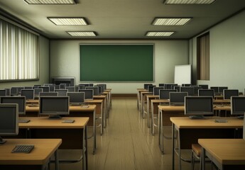 Empty Classroom Computers.
