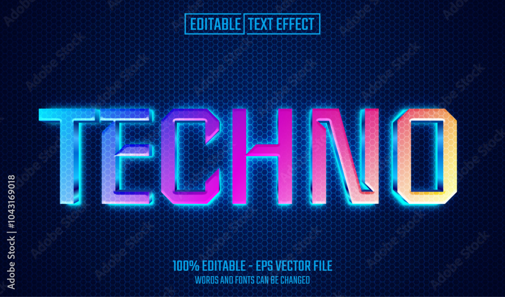 Poster techno editable text effect