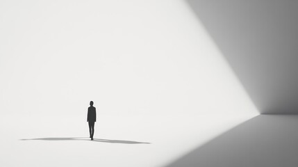 Obraz premium A stark white background with deep black shadows, highlighting a minimalist aesthetic and strong visual impact. 