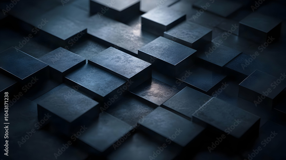 Aufkleber dark abstract 3d background with cube pattern