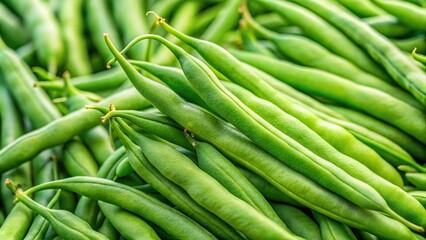 Fototapeta premium Harvesting fresh green beans in a garden macro shot