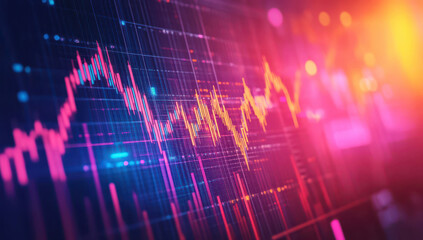 Vibrant stock market graph with electric power theme