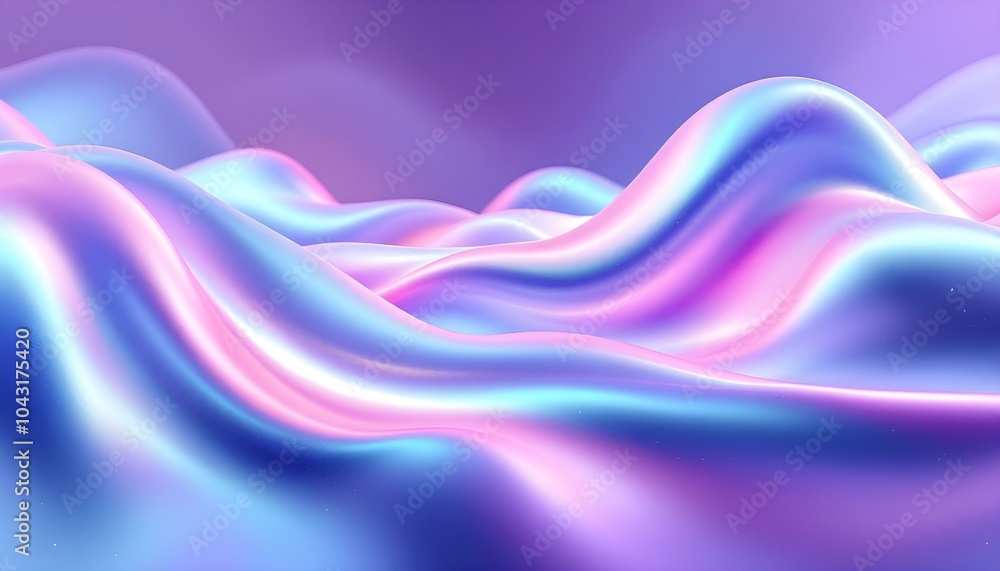 Poster abstract holo gradient render 3d object with a reflective surface and iridescent colors. holographic