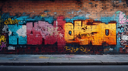 Fototapeta premium Graffiti Art on Brick Wall Photography